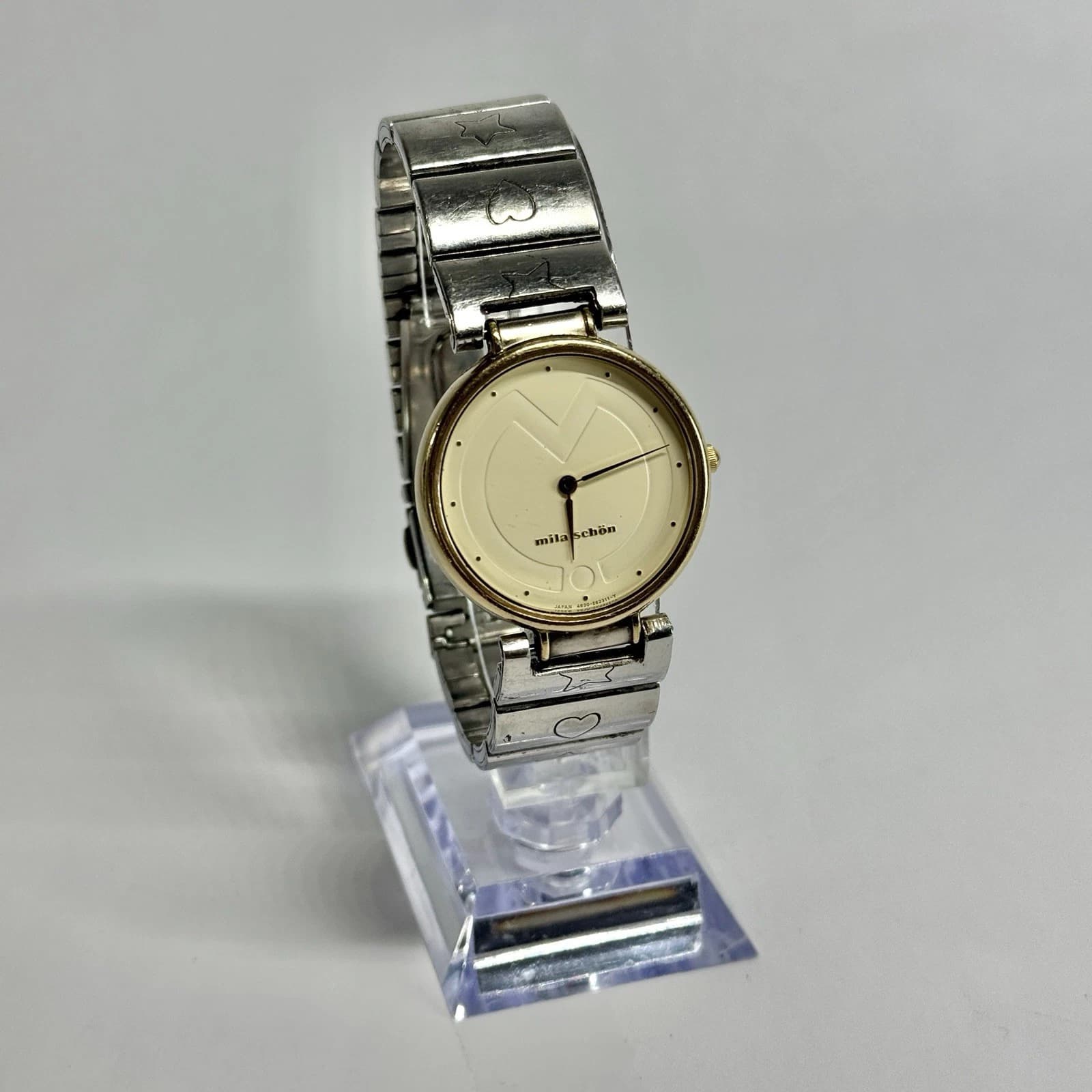 MILA SCHÖN 4620-E61074 Silver Tone Analog Women Vintage Watch W527 *WORKING