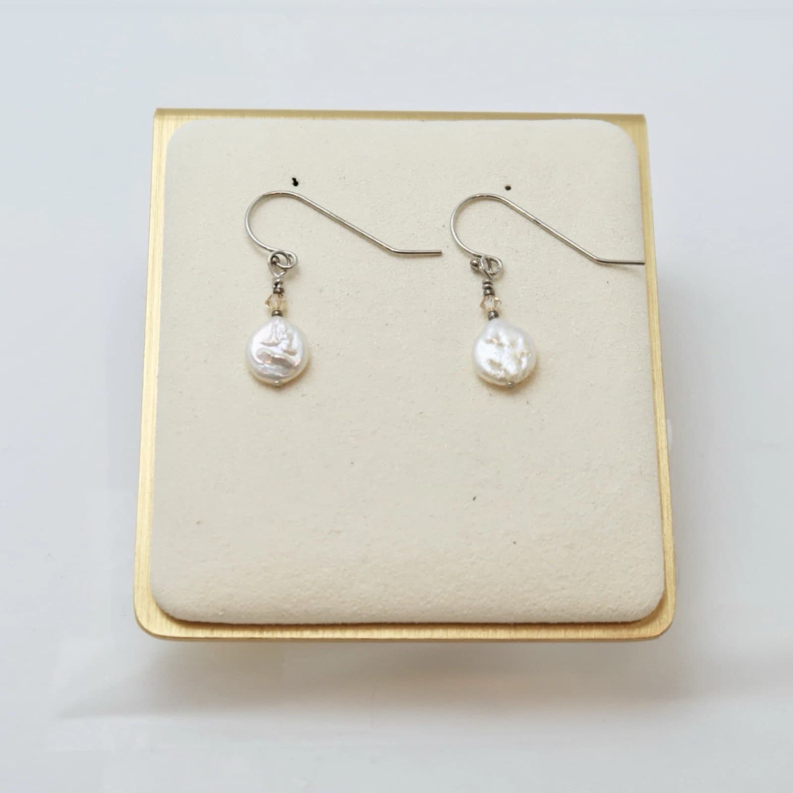 Elegant Freshwater Pearl Drop Unique Silver Tone Vintage Earring Jewelry E46