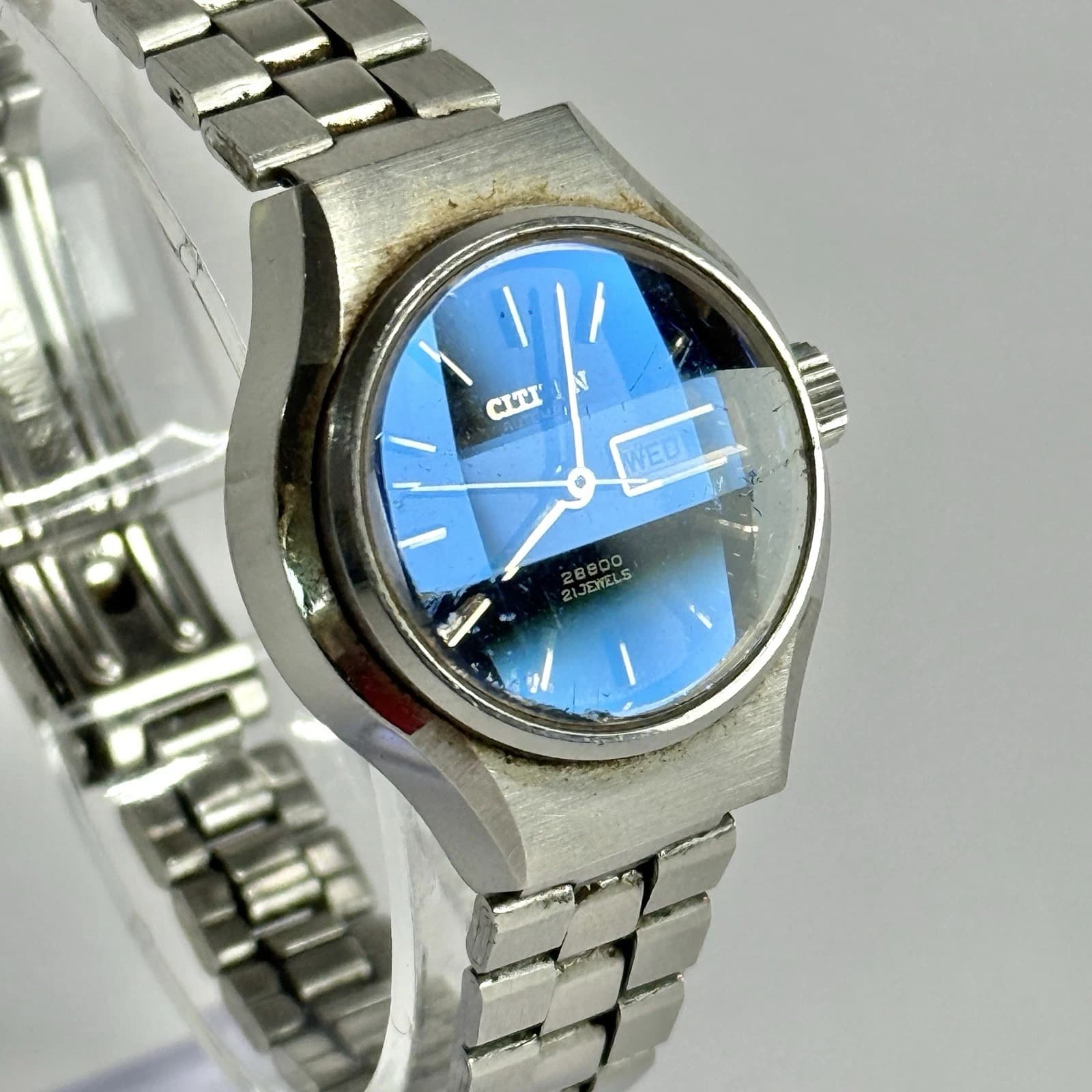 CITIZEN Automatic 21J 4-661303 Silver Tone Women Vintage Watch W554 *WORKING