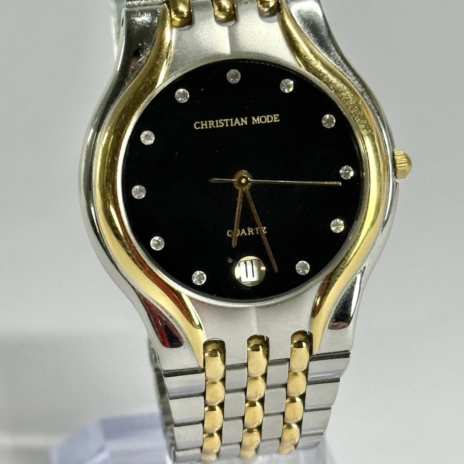 CHRISTIAN MODE CM-018 Analog Silver Tone Women Vintage Watch W691 *WORKING