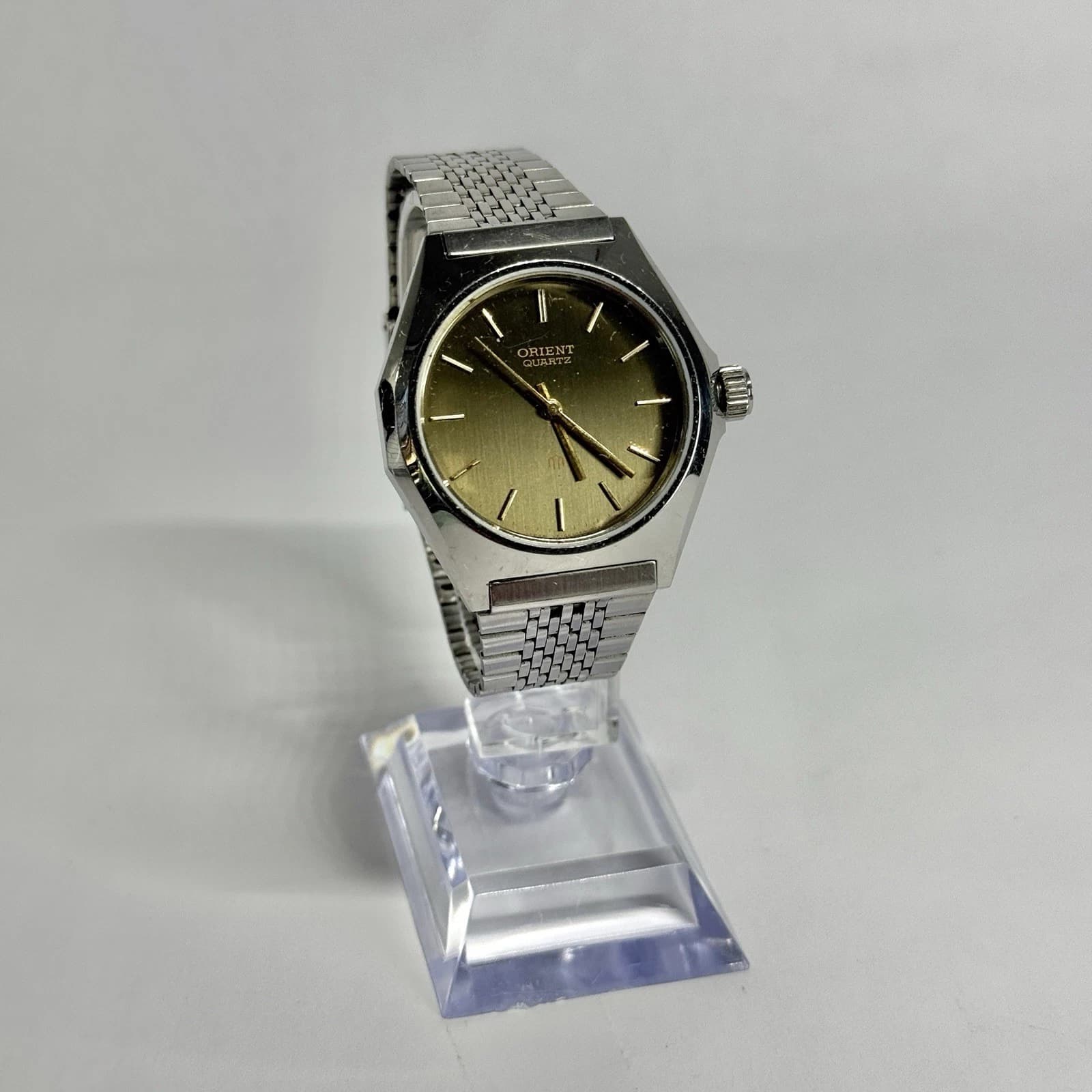 ORIENT KW589314-70 Silver Tone Quartz Analog Men Vintage Watch W515 *WORKING