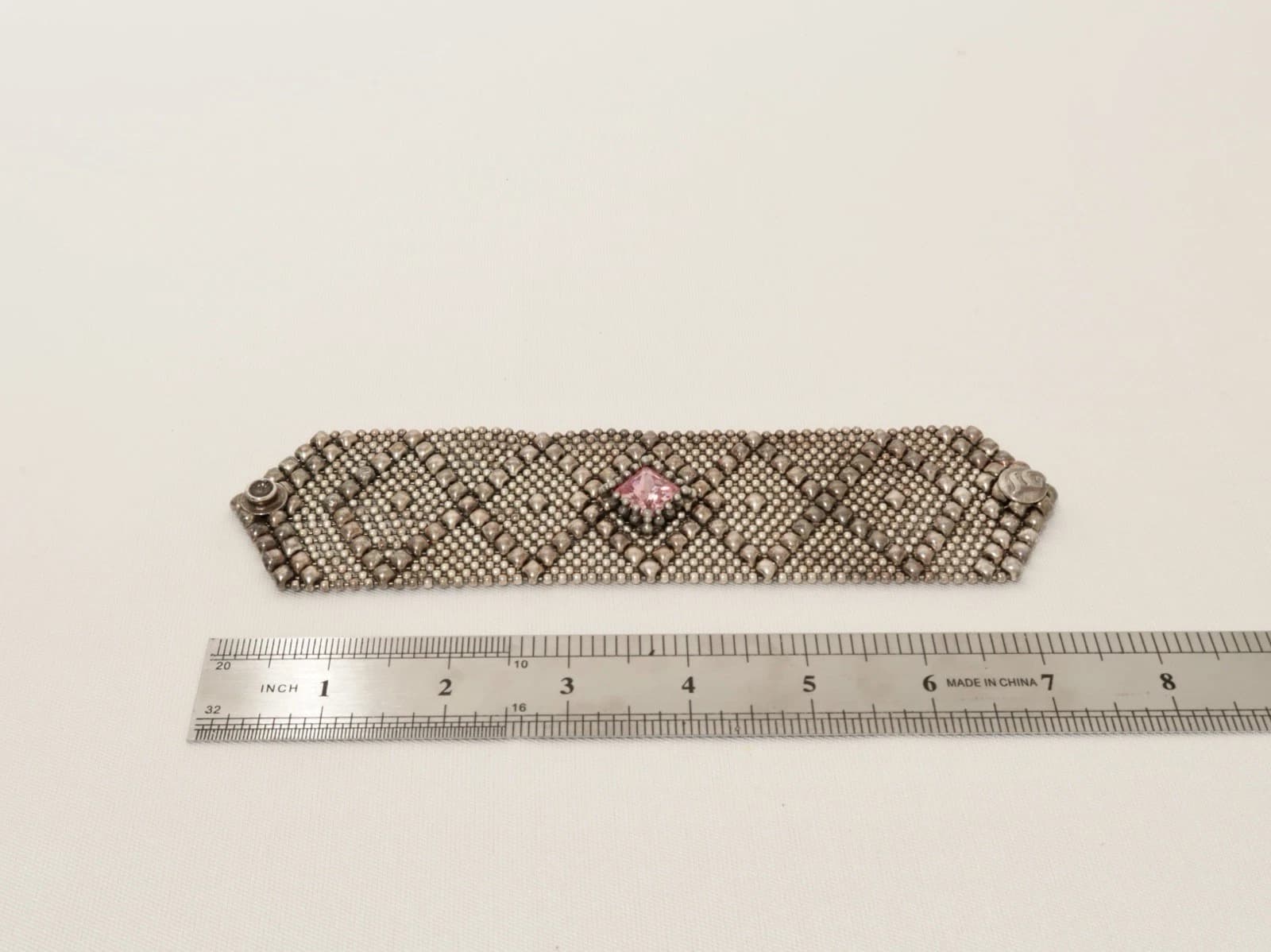 SERGIO GUTIERREZ Liquid Metal Vintage Pink Swarovski Mesh Bracelet Jewelry Br34