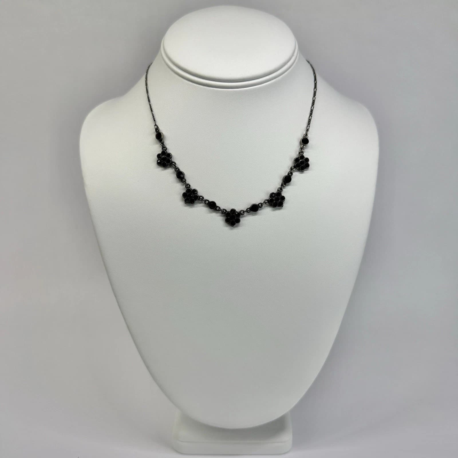 BELLAGIO USA Floral Crystal Festoon Silver Tone Vintage Necklace N666