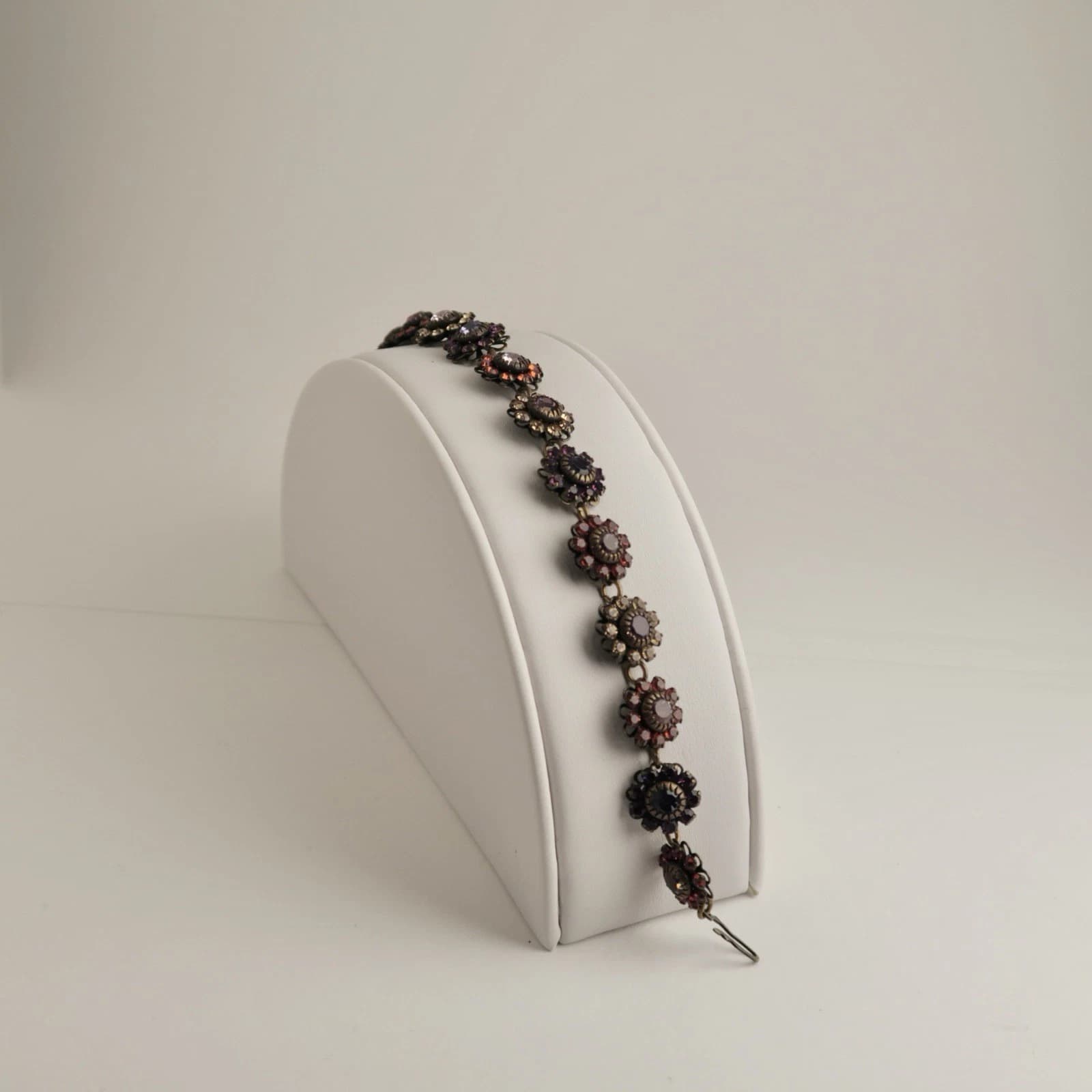 LIZ PALACIO Swarovski Crystal Multi Floral Brass Vintage Bracelet Jewelry Br150