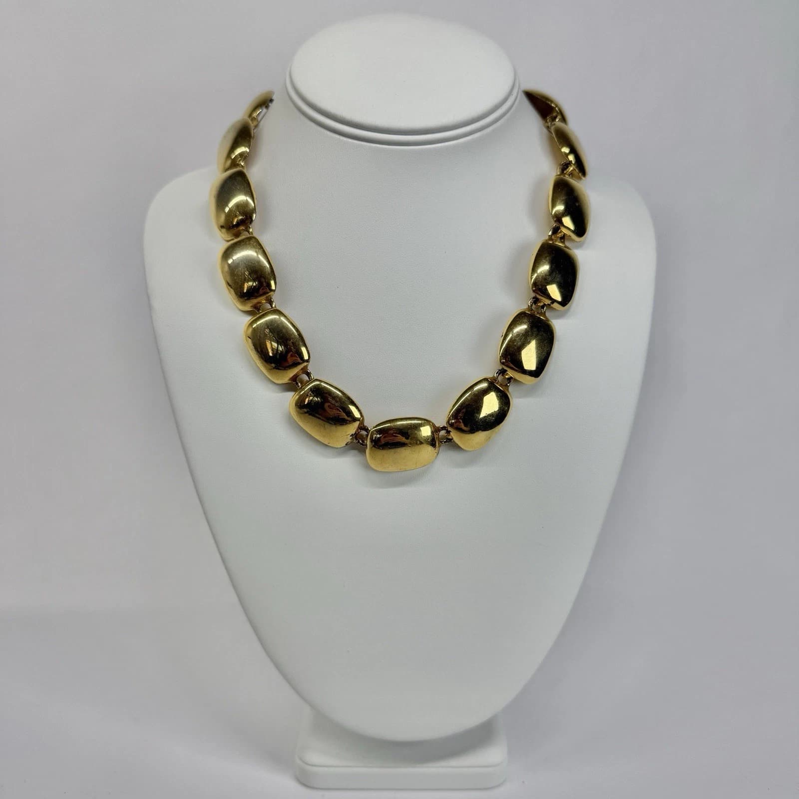 ANNE KLEIN Elegant Square Panel Gold Tone Vintage Necklace Jewelry N442