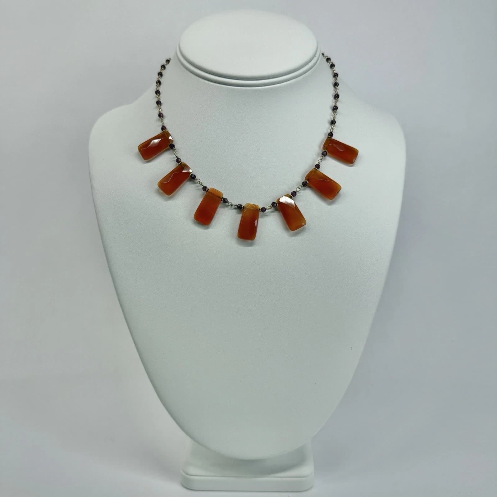 Elegant Handmade Carnelian Bead Choker Vintage Necklace Jewelry N392