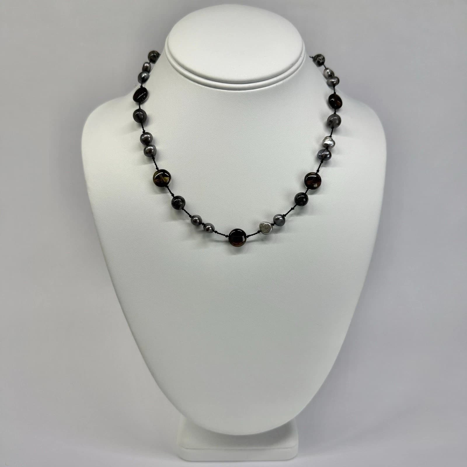 Elegant 925 Silver Graduated Baroque Pearls Vintage Necklace Jewelry N635