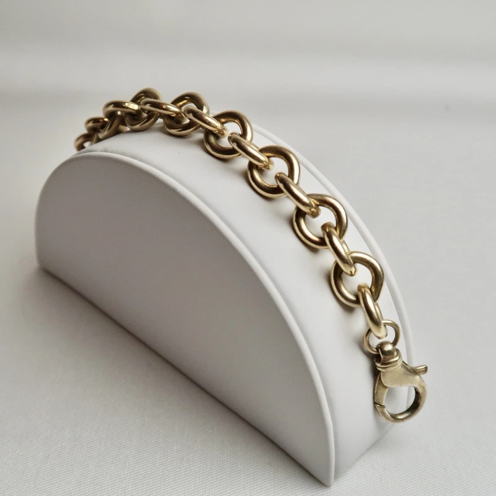Heavy 925 Sterling Silver Round Rolo Link Vintage Bracelet Jewelry Br123