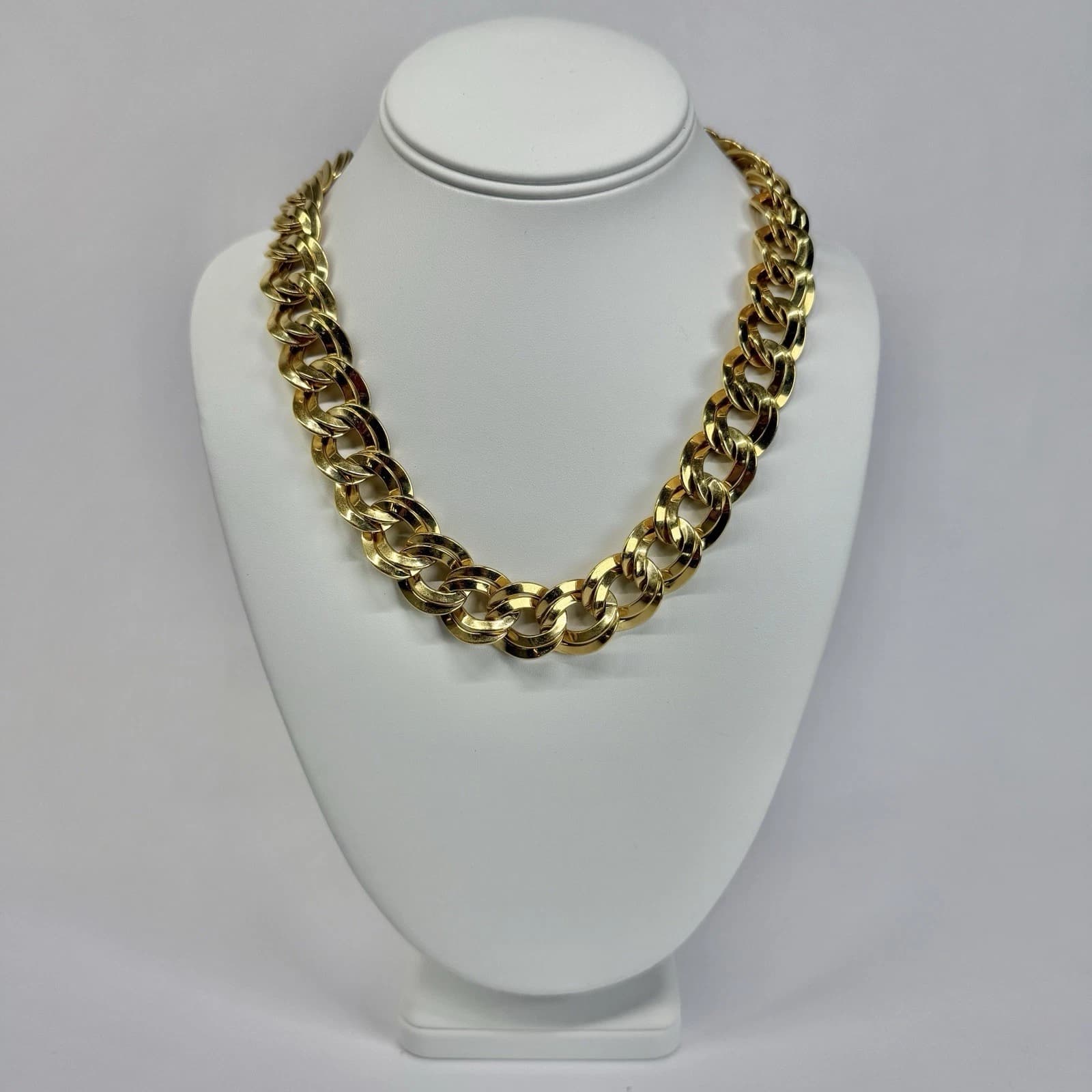 Elegant Double Round Link Chain Gold Tone Vintage Necklace Jewelry N343
