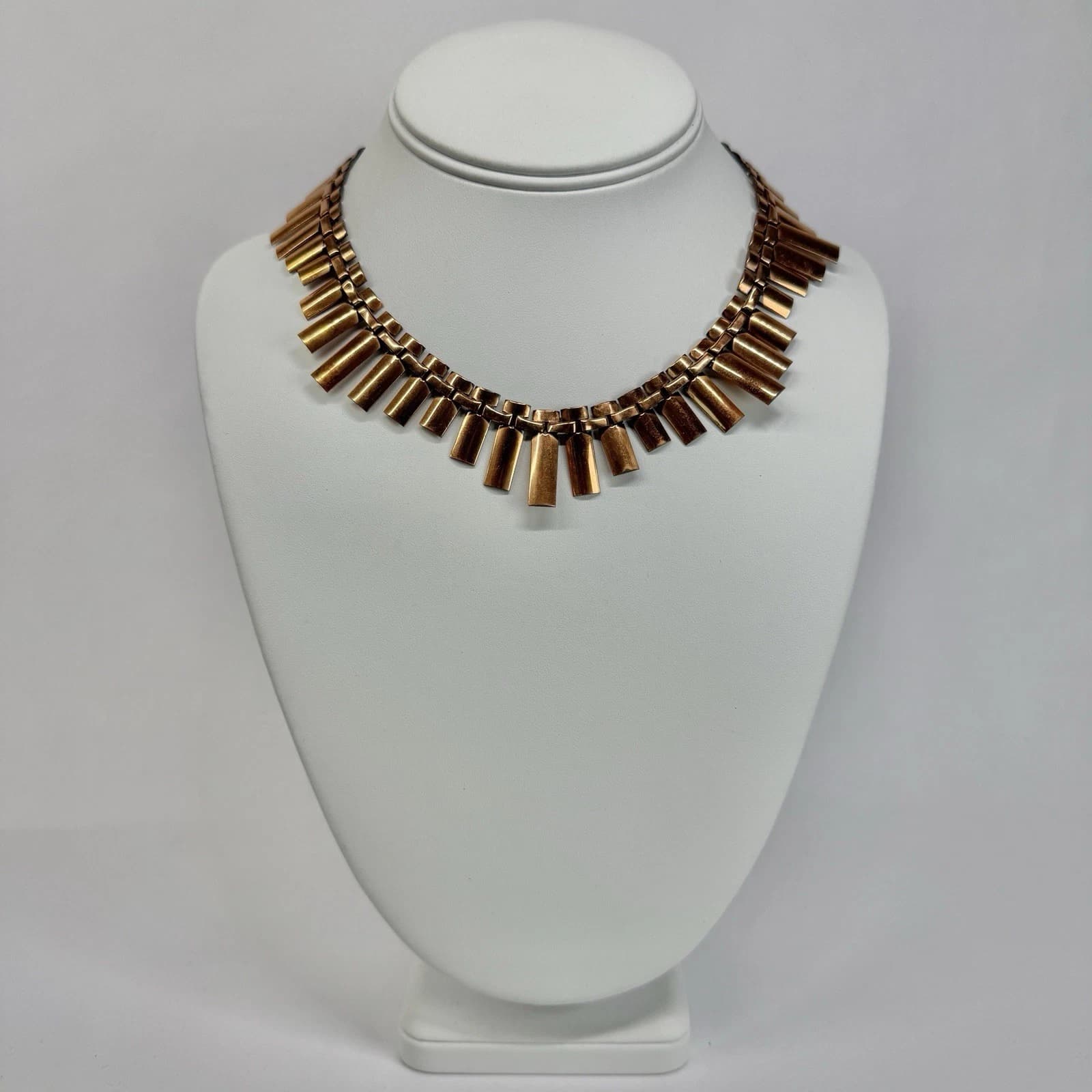 RENOIR Unsigned Cleopatra Copper Brutalist Bib Vintage Necklace Jewelry N441