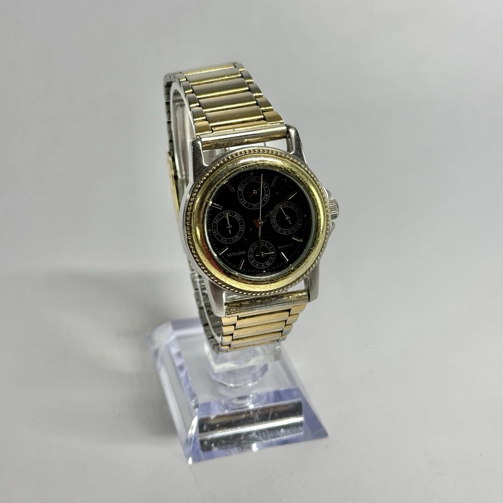 SUNLORD A-H3G S1191 Quartz Gold Tone Analog Vintage Watch W524 *WORKING