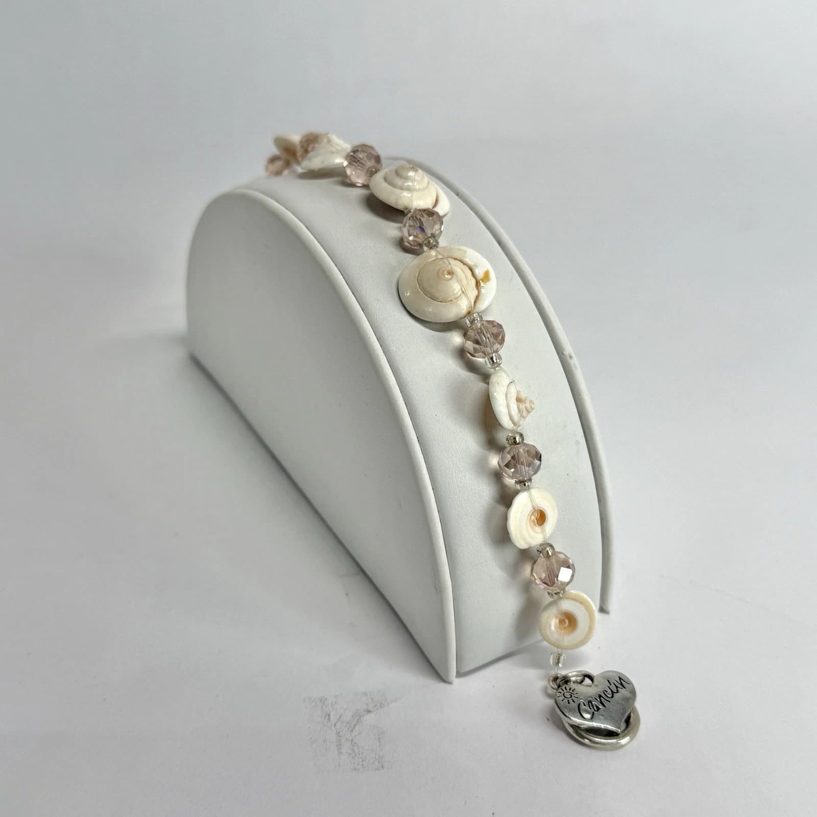 Elegant Natural Sea Shells Cancun Silver Tone Vintage Bracelet Jewelry Br209