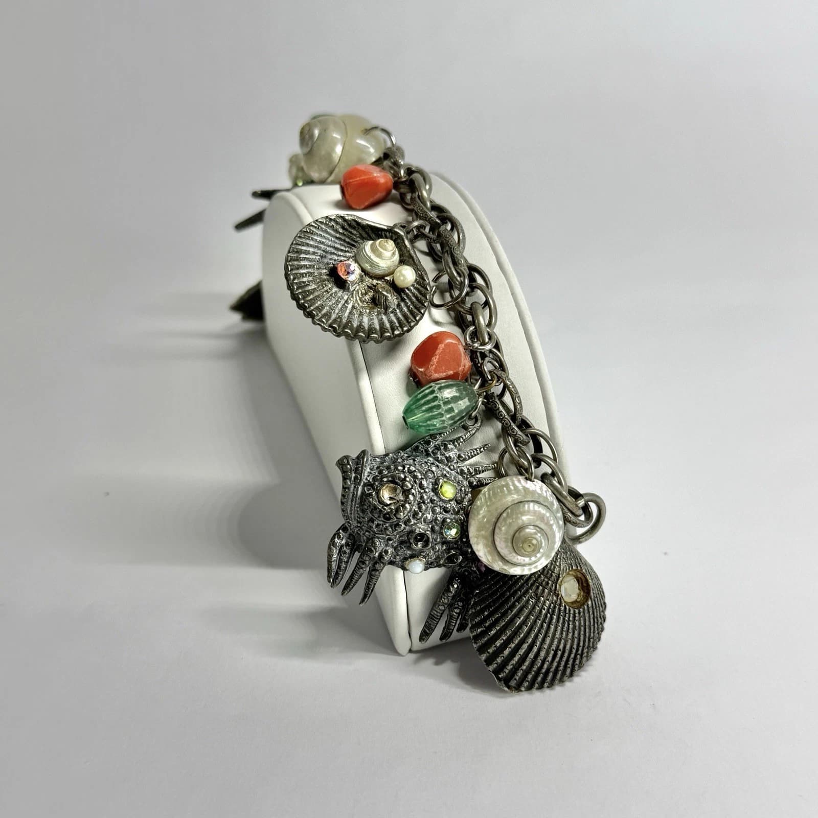 Elegant Ocean-Theme Seashells Charm Silver Tone Vintage Bracelet Jewelry Br281