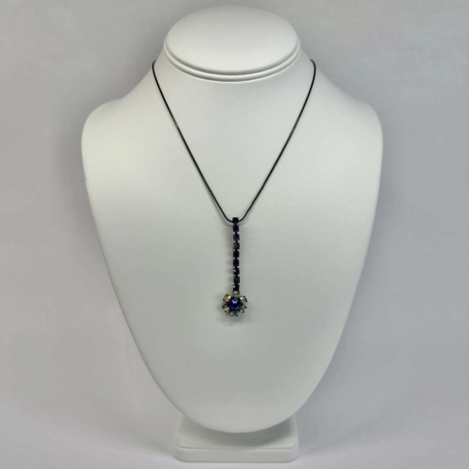 AGATHA Dog Floral Faceted Crystals Vintage Necklace Jewelry N735