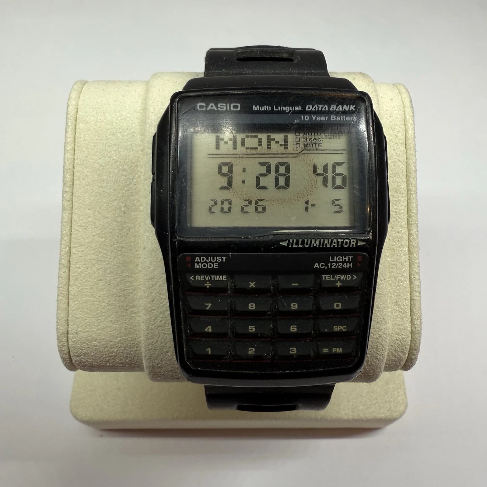CASIO DBC-32 Databank Calculator Rubber Quartz Men Vintage Watch W93 *WORKING