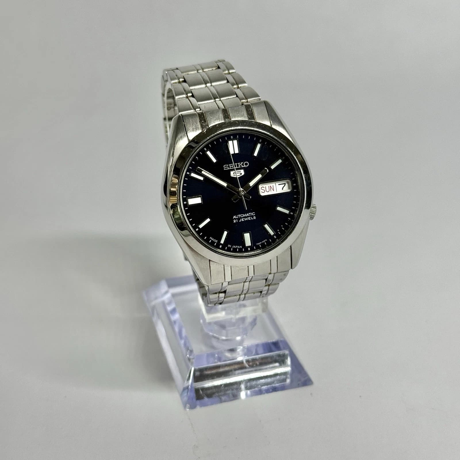 SEIKO 5 7S26-03B0 21J Automatic Silver Tone Men Vintage Watch W596 *WORKING