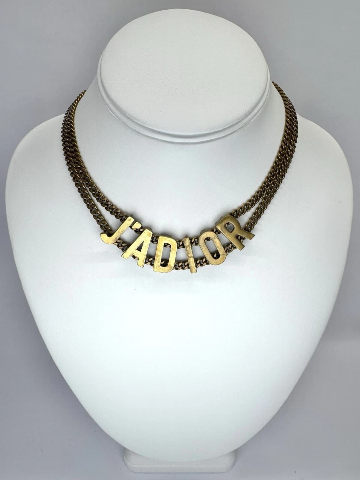 CHRISTIAN DIOR J’ADIOR Logo Pendant Chain Choker Vintage Necklace Jewelry N90