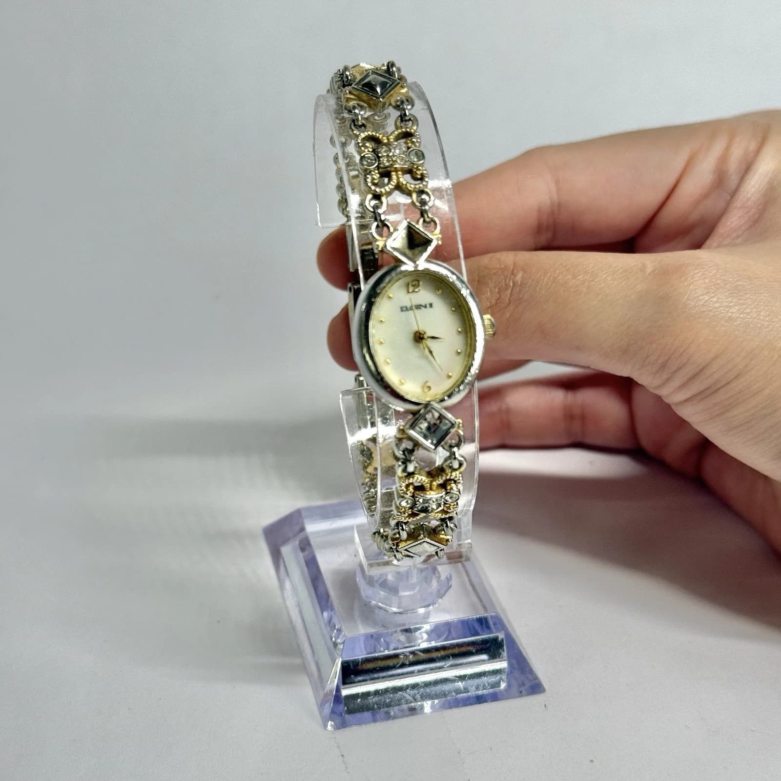 ELGIN ELT298ST Analog Quartz Two Tone Women Vintage Watch W620 *WORKING
