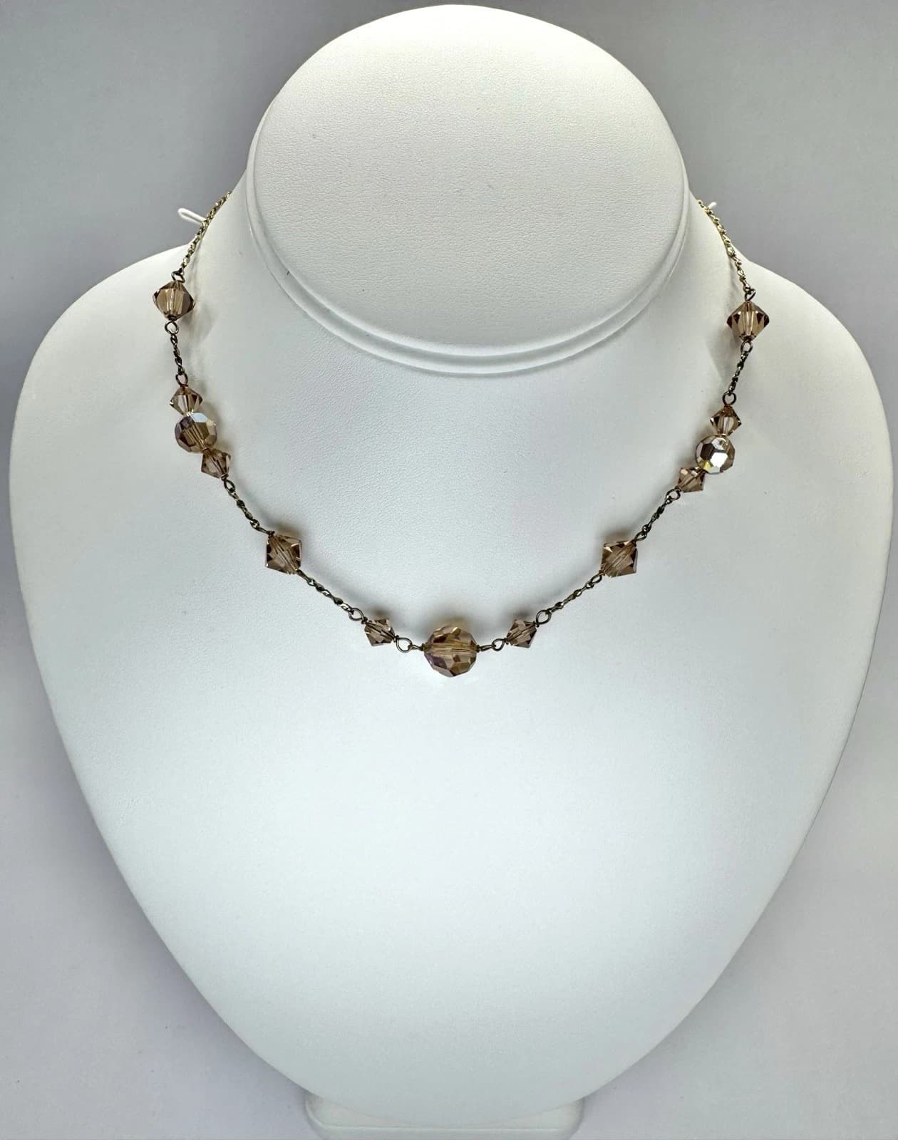 GIVENCHY Faceted Rootbeer Brown Crystals Chocker Vintage Necklace Jewelry N124