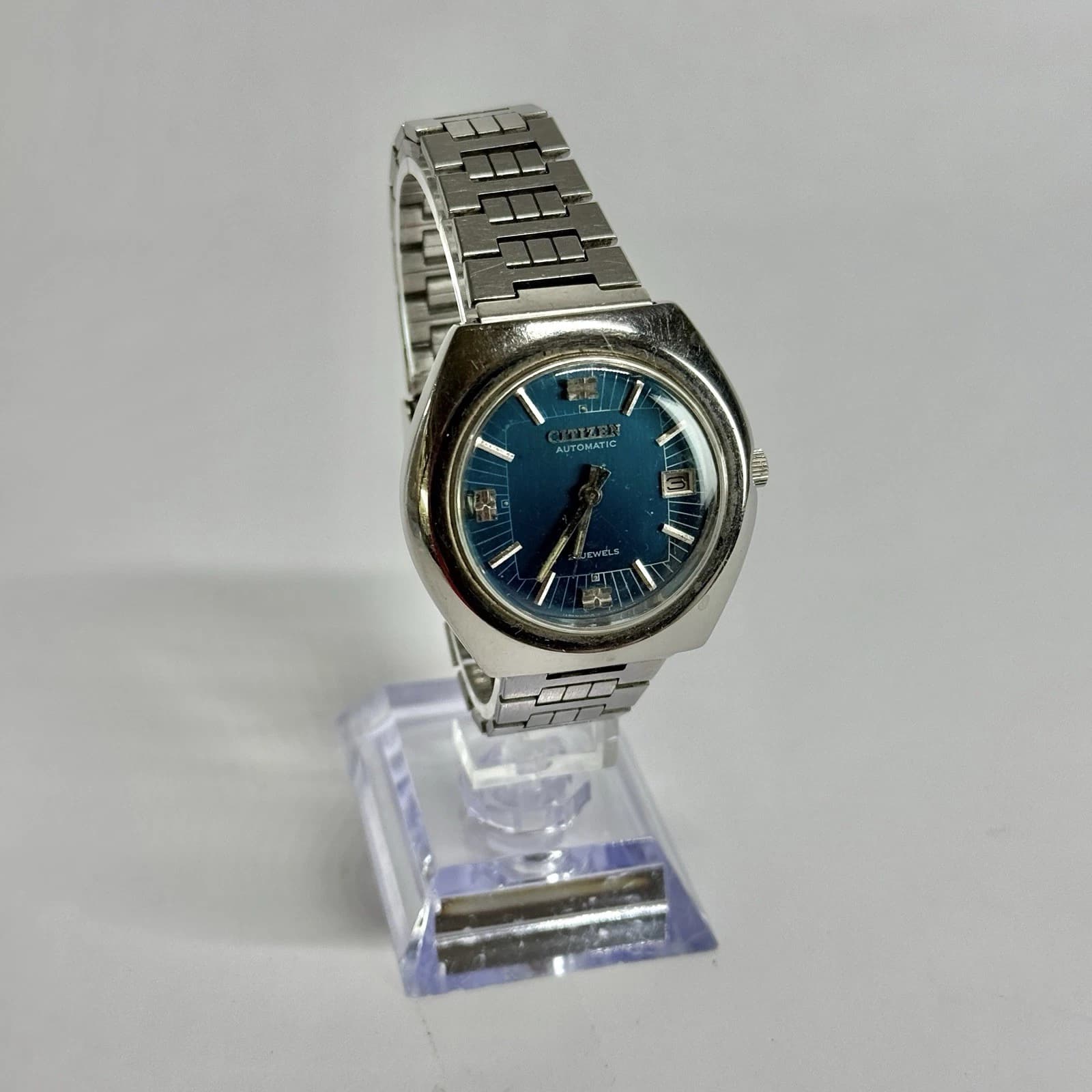 CITIZEN 4-160126 Analog Automatic Silver Tone Men Vintage Watch W607 *WORKING
