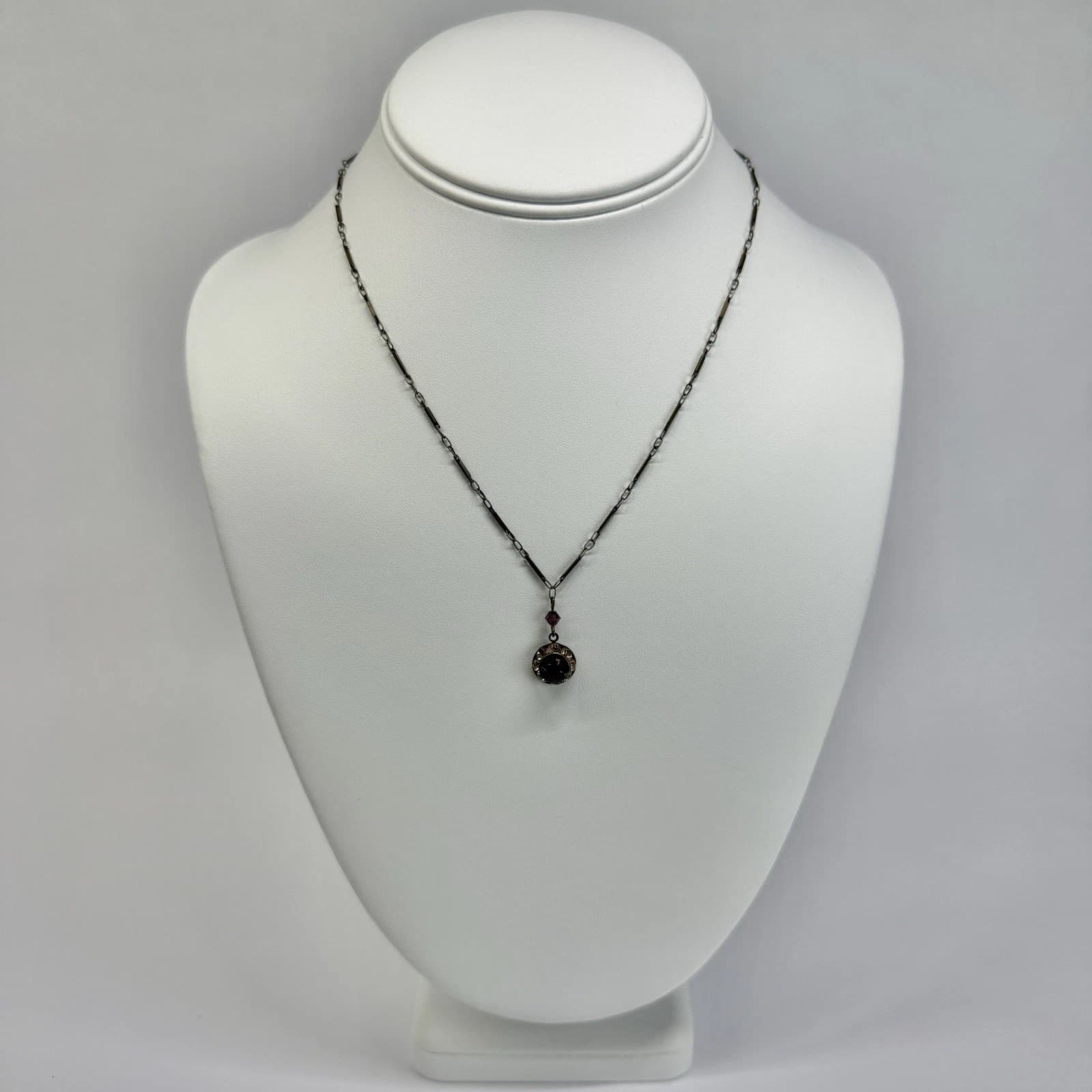 LIZ PALACIOS Swarovski Crystal Bead Floral Brass Vintage Necklace N644