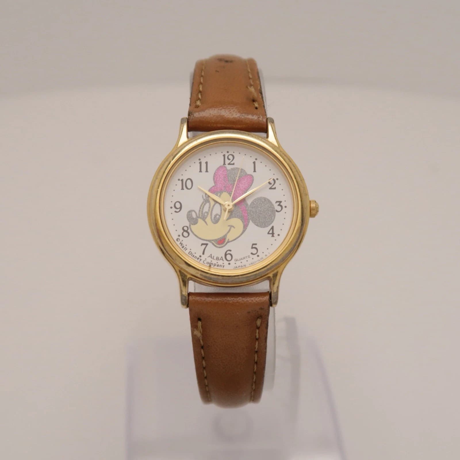 SEIKO ALBA V501-6K00 Minnie Mouse Analog Quartz Vintage Watch W253 *WORKING