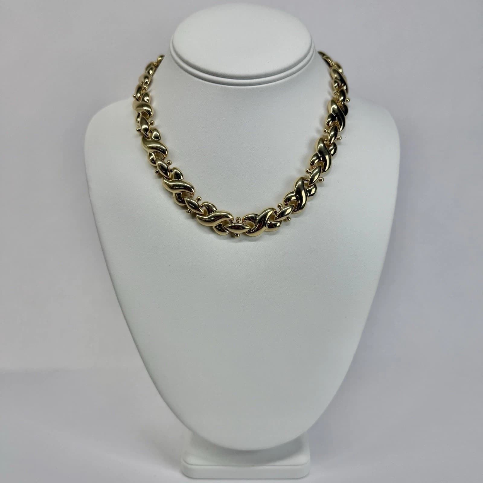 Elegant Chunky Open Link Chain Choker Gold Tone Vintage Necklace Jewelry N472