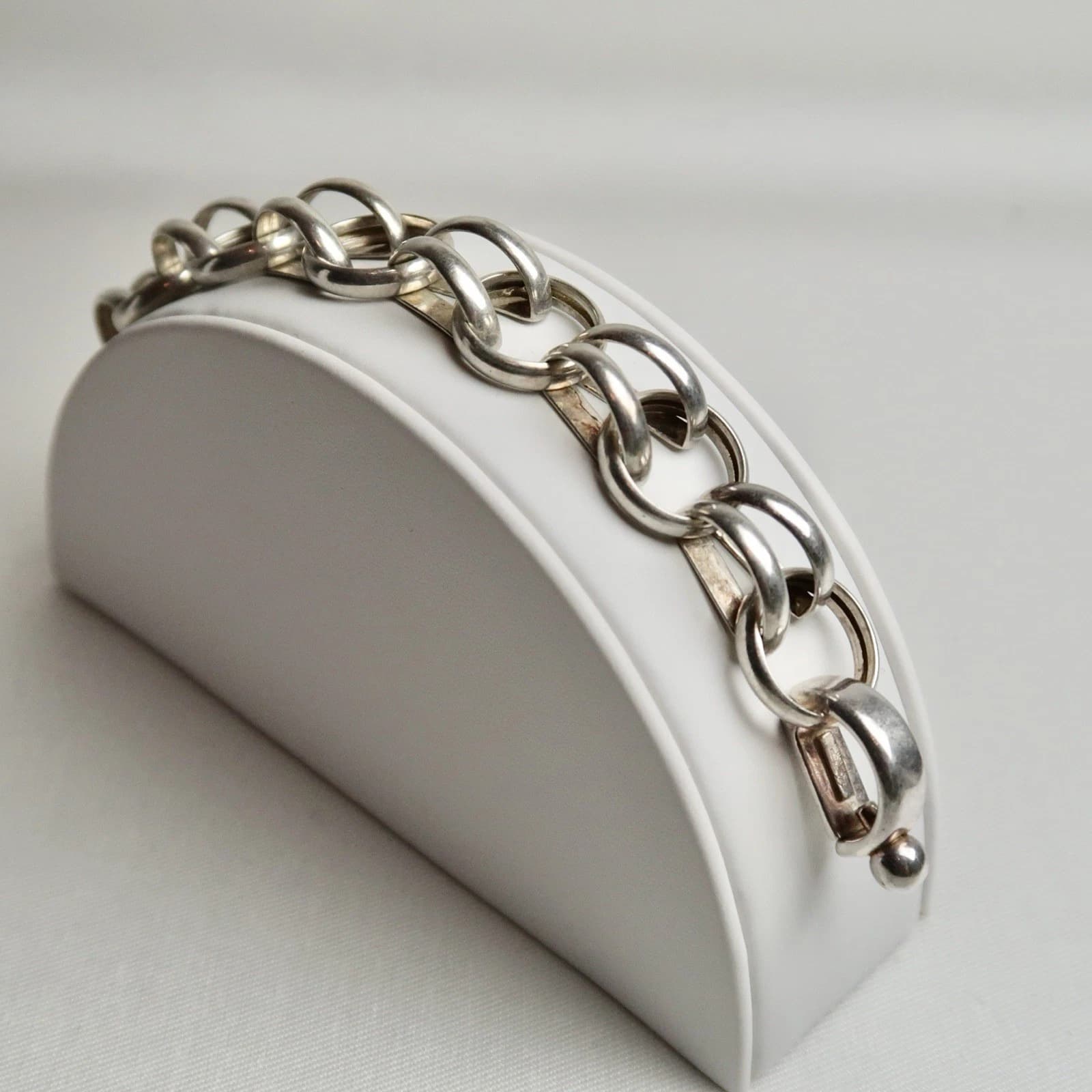 DYADEMA 925 Sterling Silver Italy Chunky Link Vintage Bracelet Jewelry Br113