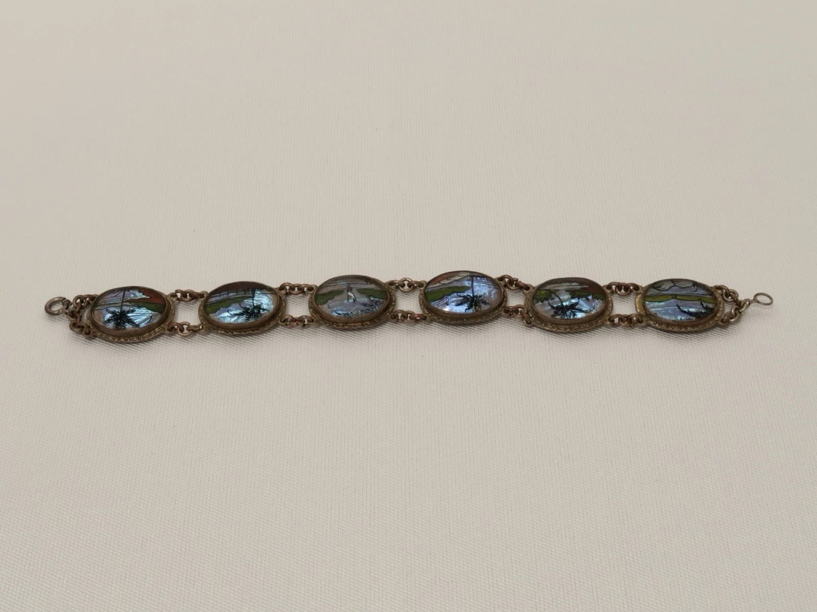 Made in Brazil Morpho Butterfly Wing Link Tropical Vintage Bracelet Jewelry Br04