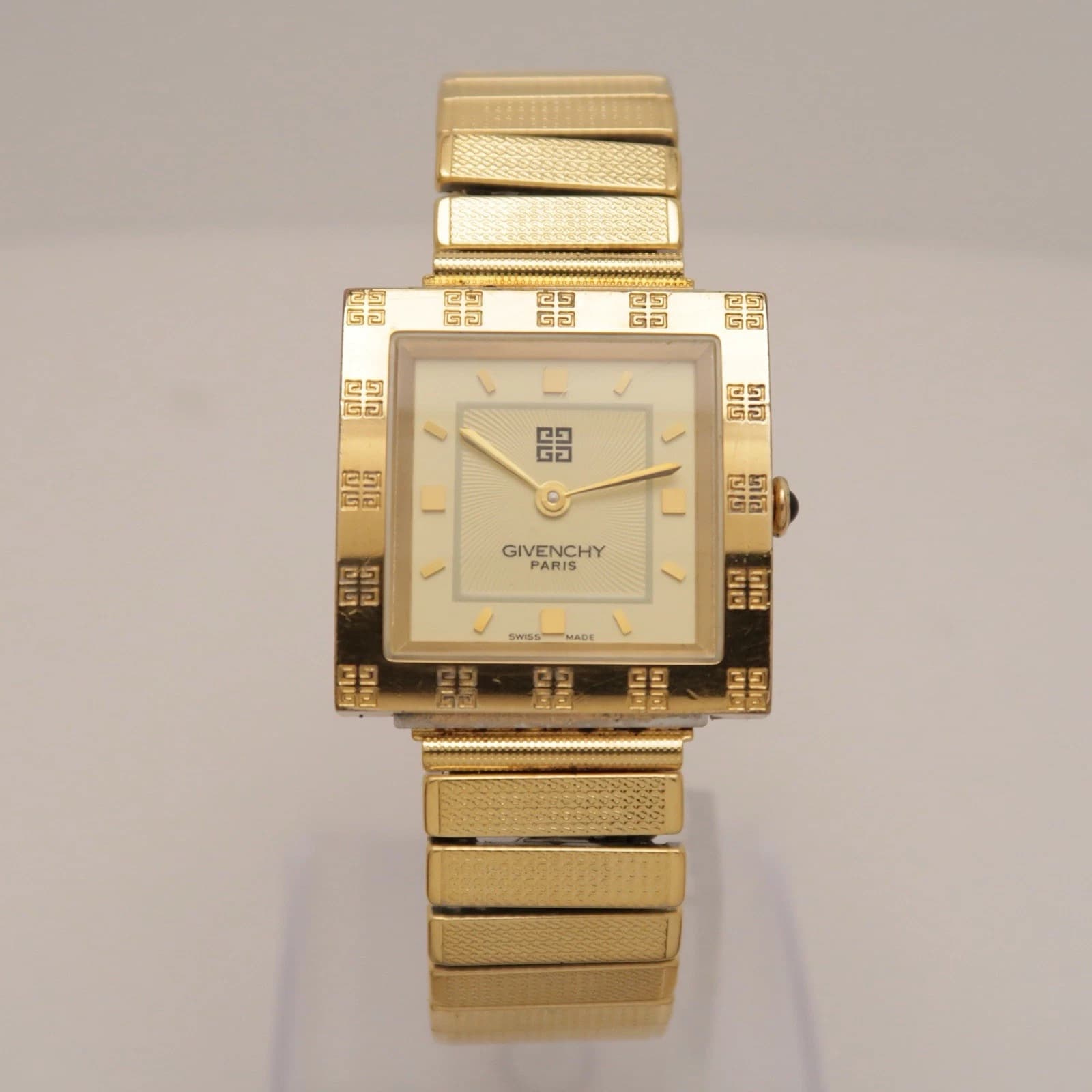 GIVENCHY Square 4G Gold Tone Analog Quartz Women Vintage Watch W423 *WORKING