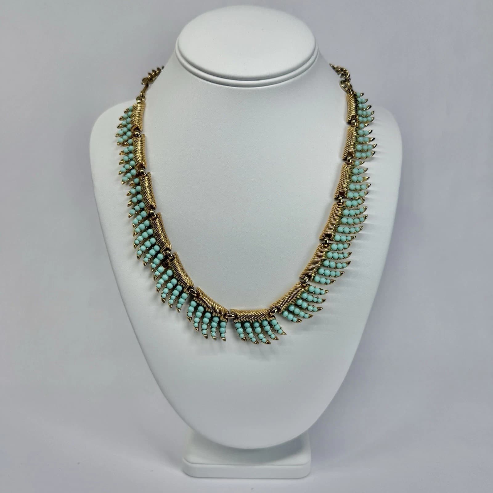 TRIFARI Grand Parure Gold & Turquoise Bead Vintage Necklace Jewelry N350