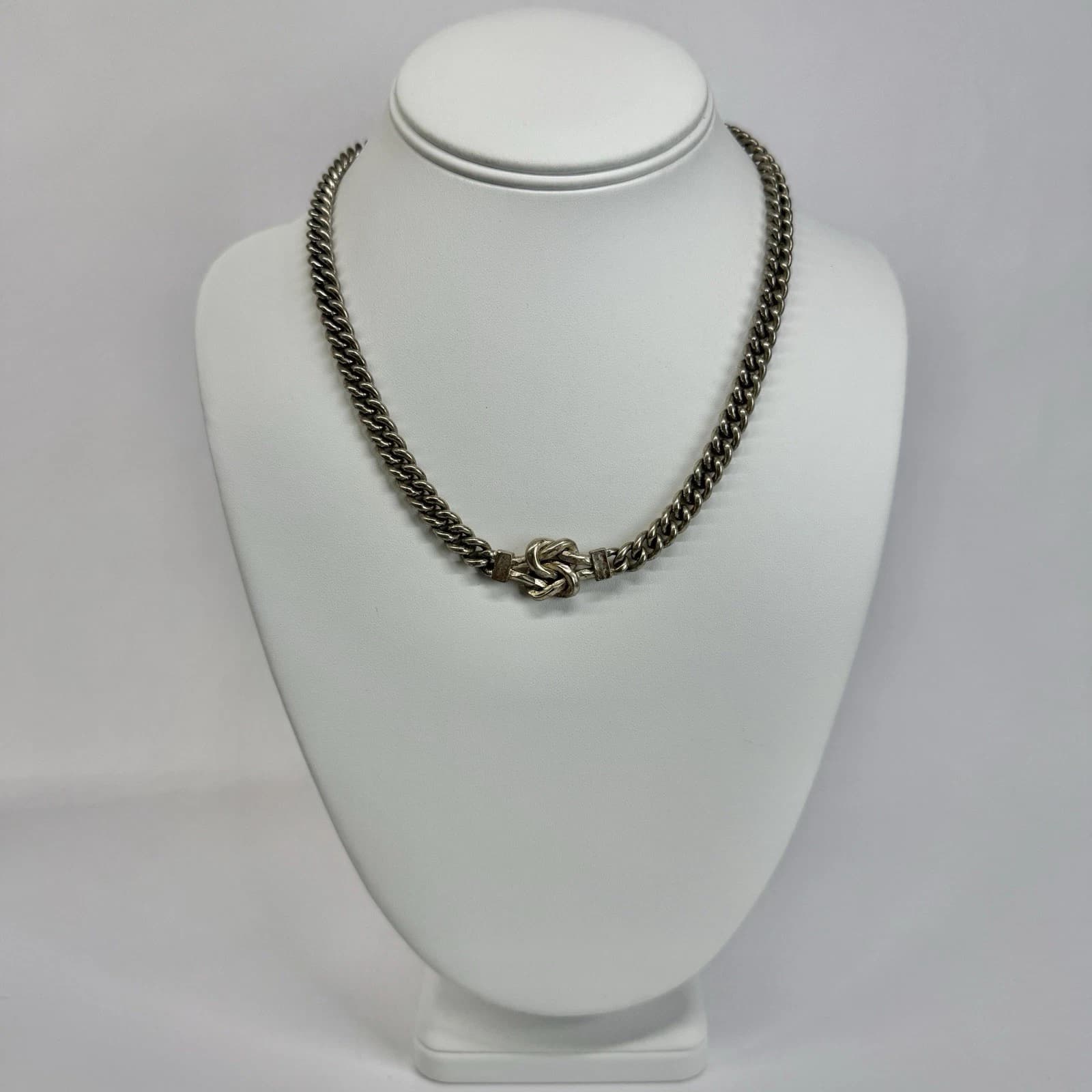 KARL LAGERFELD Celtic Knot Textured Silver Tone Vintage Necklace Jewelry N523