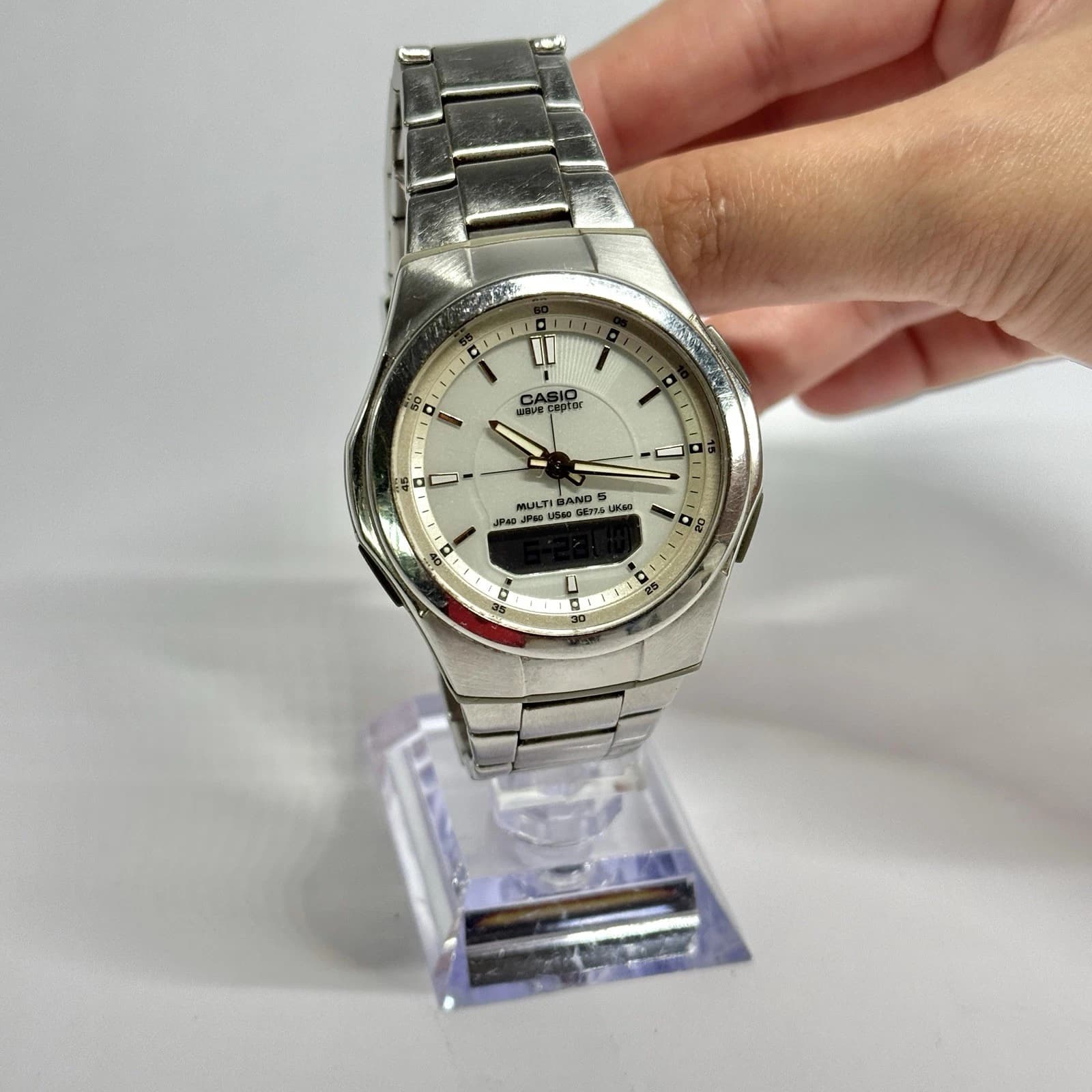 CASIO WVA-M480 Solar Wave Ceptor Ana/Digi Men Vintage Watch W529 *WORKING