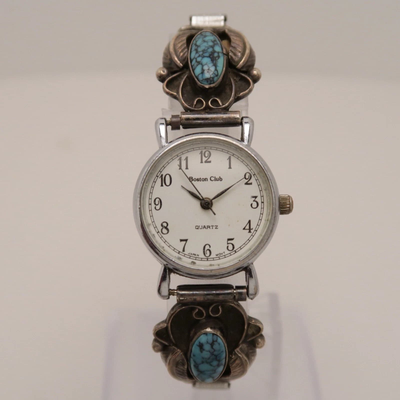 Boston Club Turquoise Sterling Silver Women Vintage Watch W385 *WORKING