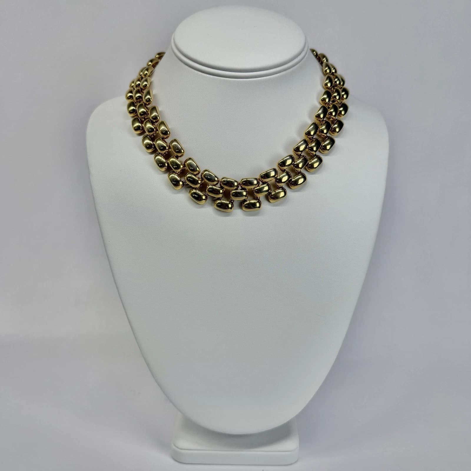 ERWIN PEARL P.E.P. Collar Gold Tone Chunky Link Vintage Necklace Jewelry N336