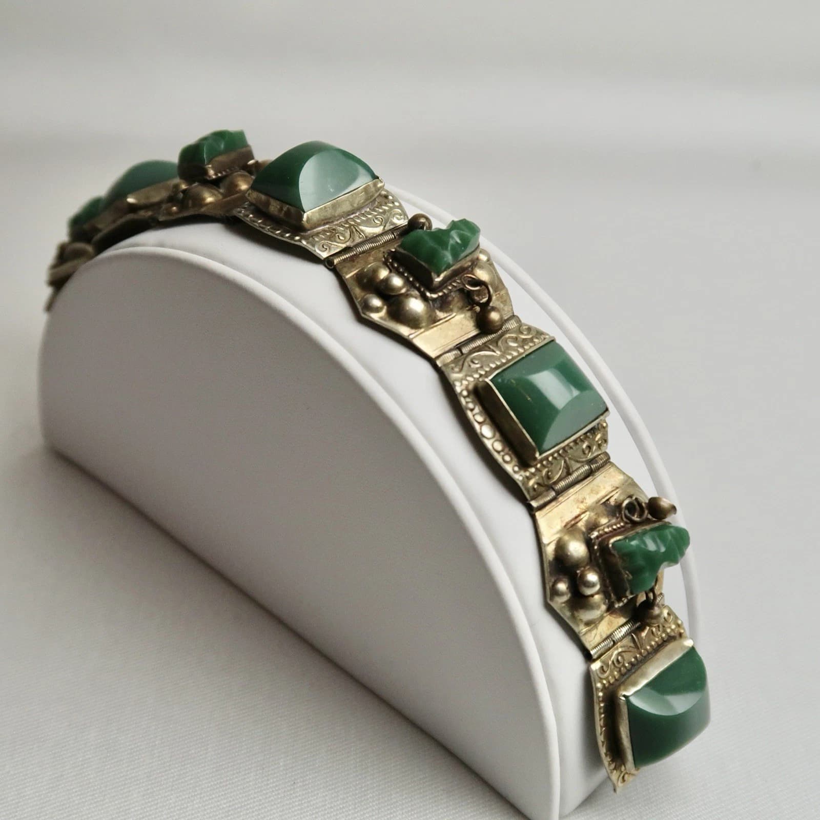 Alpaca Hencho En Mexico Taxco Sterling Silver Vintage Bracelet Jewelry Br122