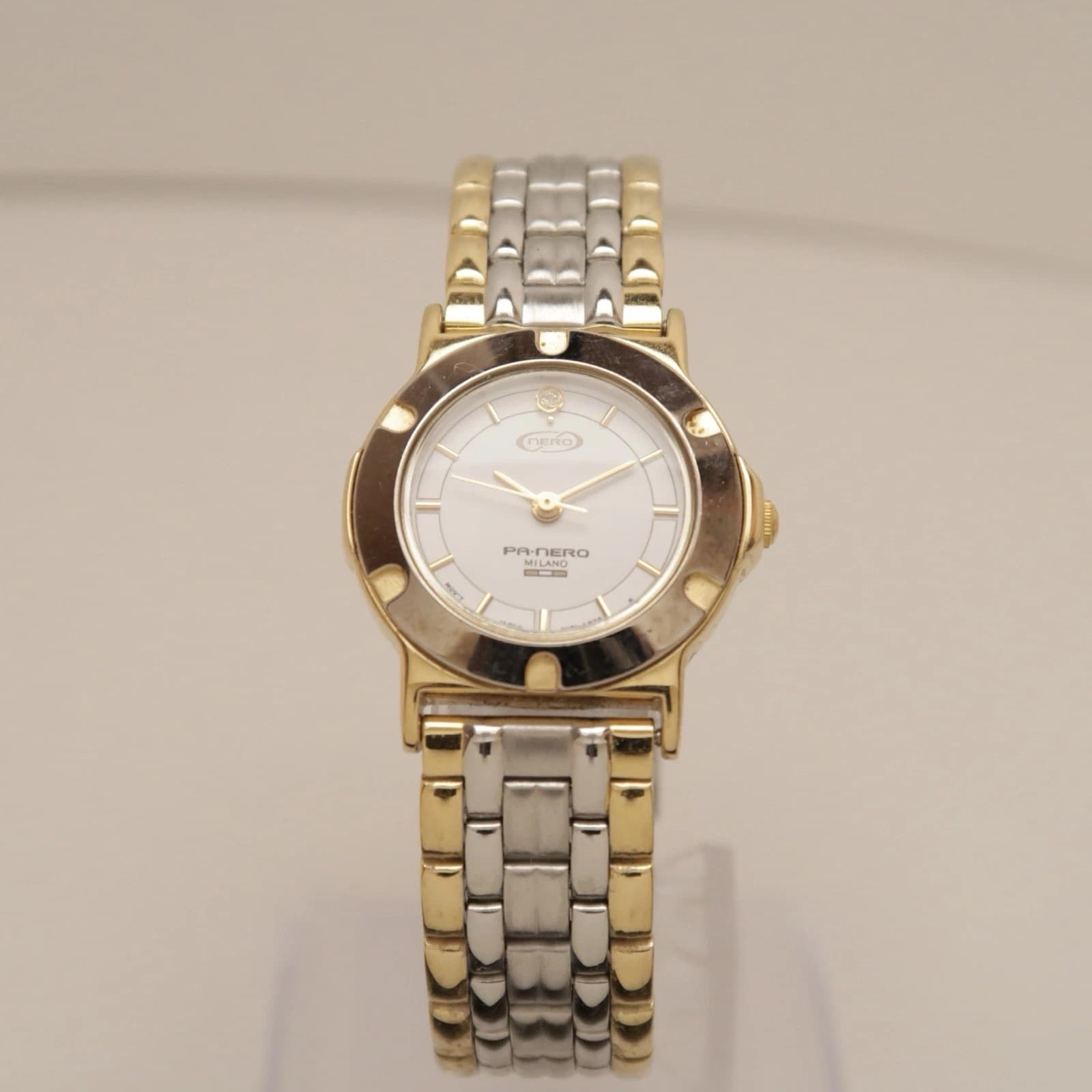NERO Pa-Nero Milano Two Tone Analog Quartz Women Vintage Watch W212 *WORKING
