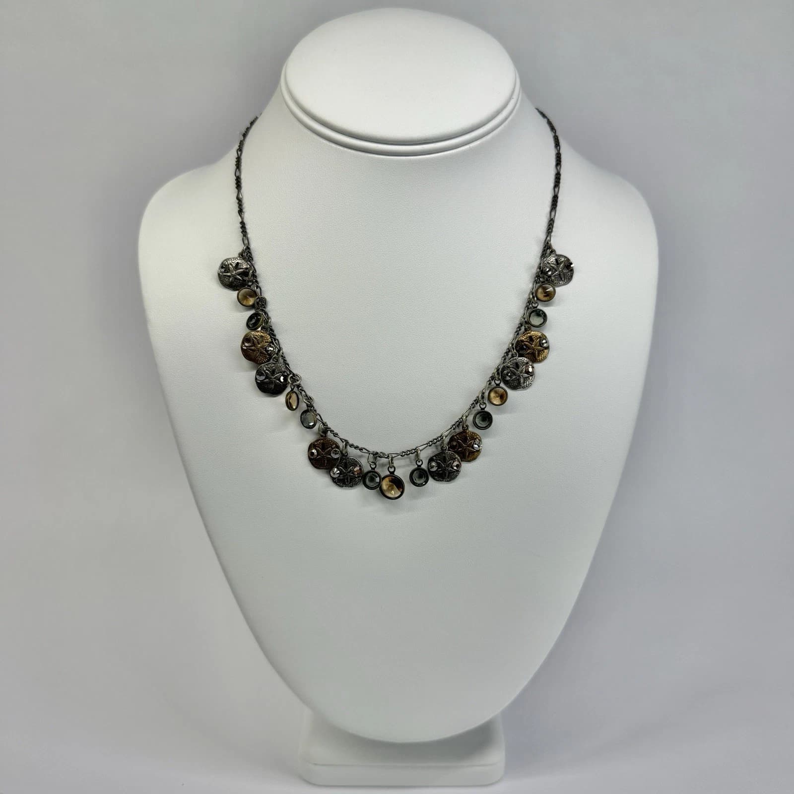 ANNE KOPLIK Designs Swarovski Crystal Bead Sand Dollar Vintage Necklace N655