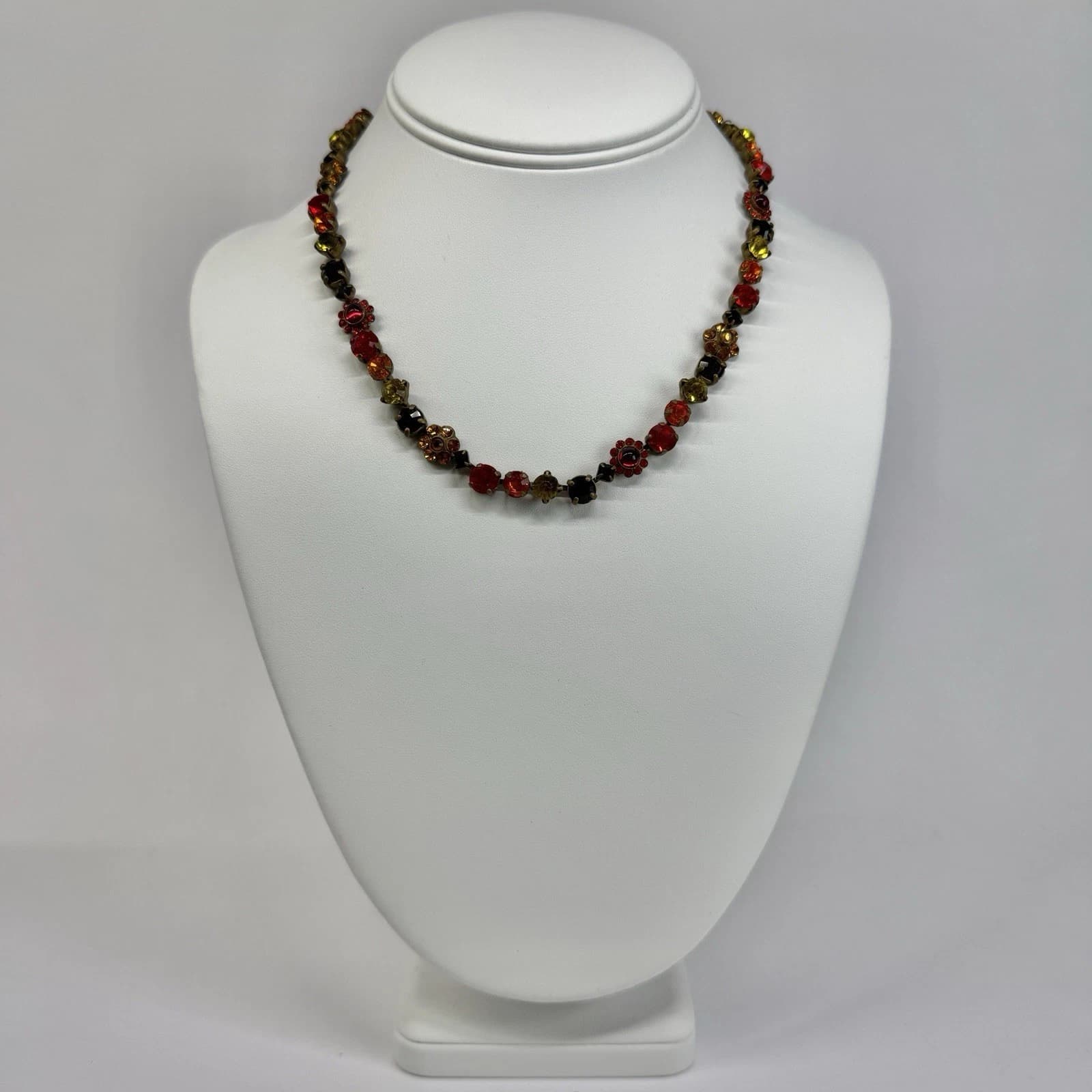 SORRELLI Swarovski Crystal Multicolor Floral Vintage Necklace Jewelry N386