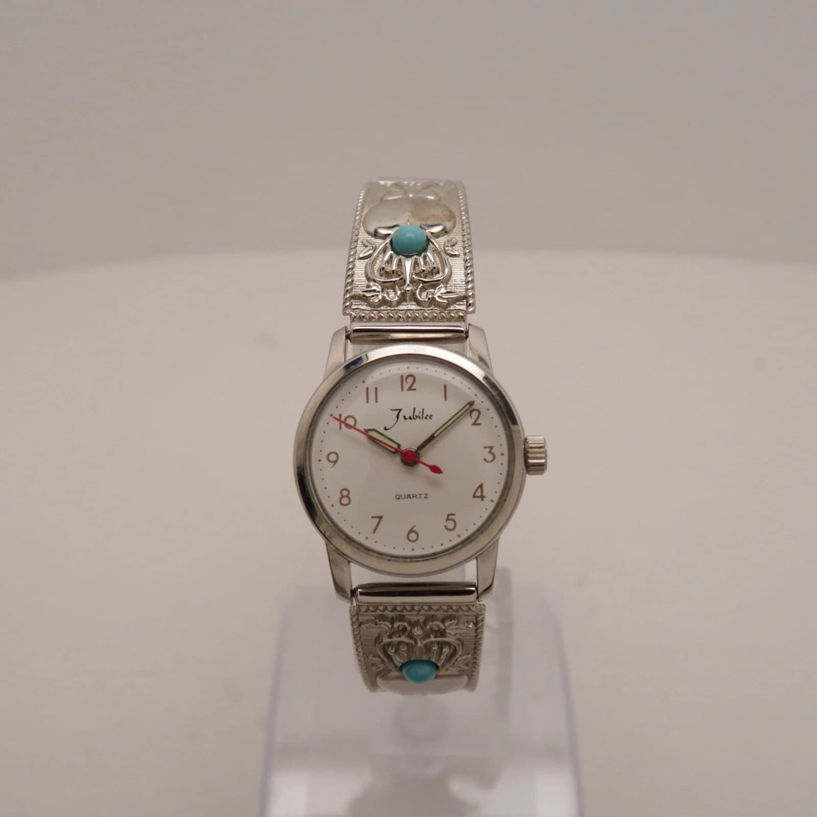 JUBILEE Faux Turquoise Stretch Analog Quartz Women Vintage Watch W400 *WORKING