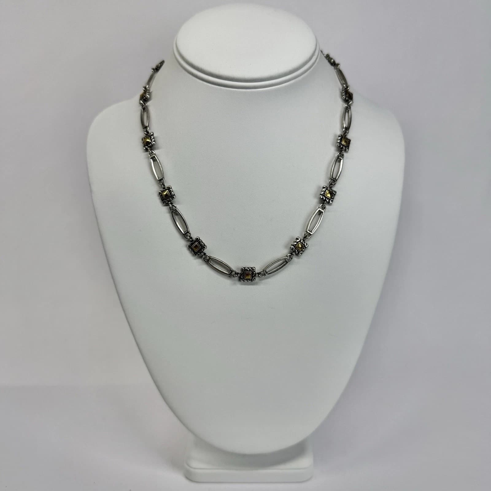 BRIGHTON Charm Chain Two Tone Vintage Necklace Jewelry N592