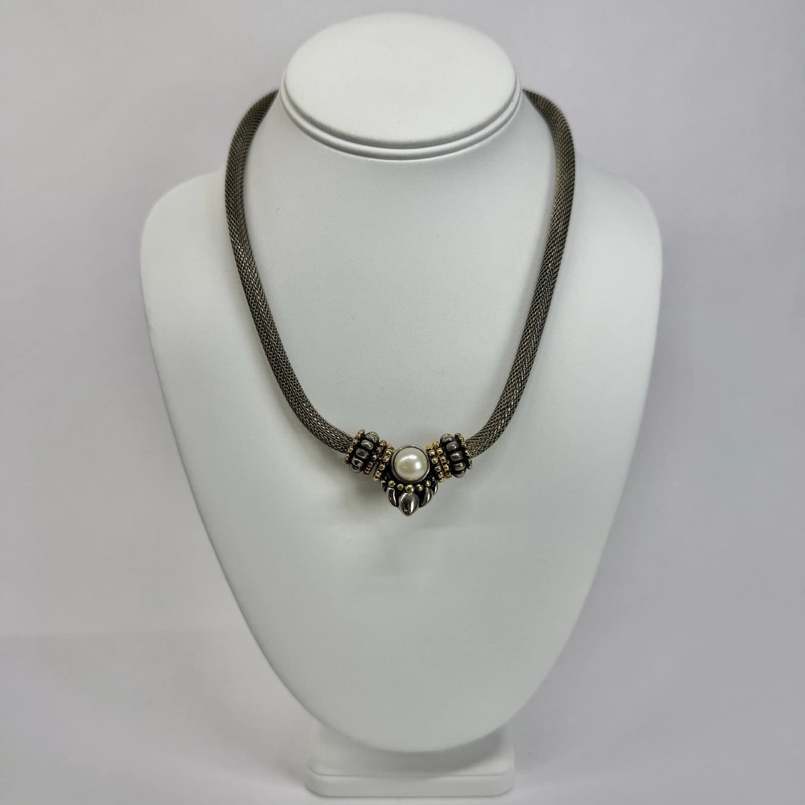 Elegant Ornate Heart Mesh Chain Silver Tone Vintage Necklace Jewelry N557