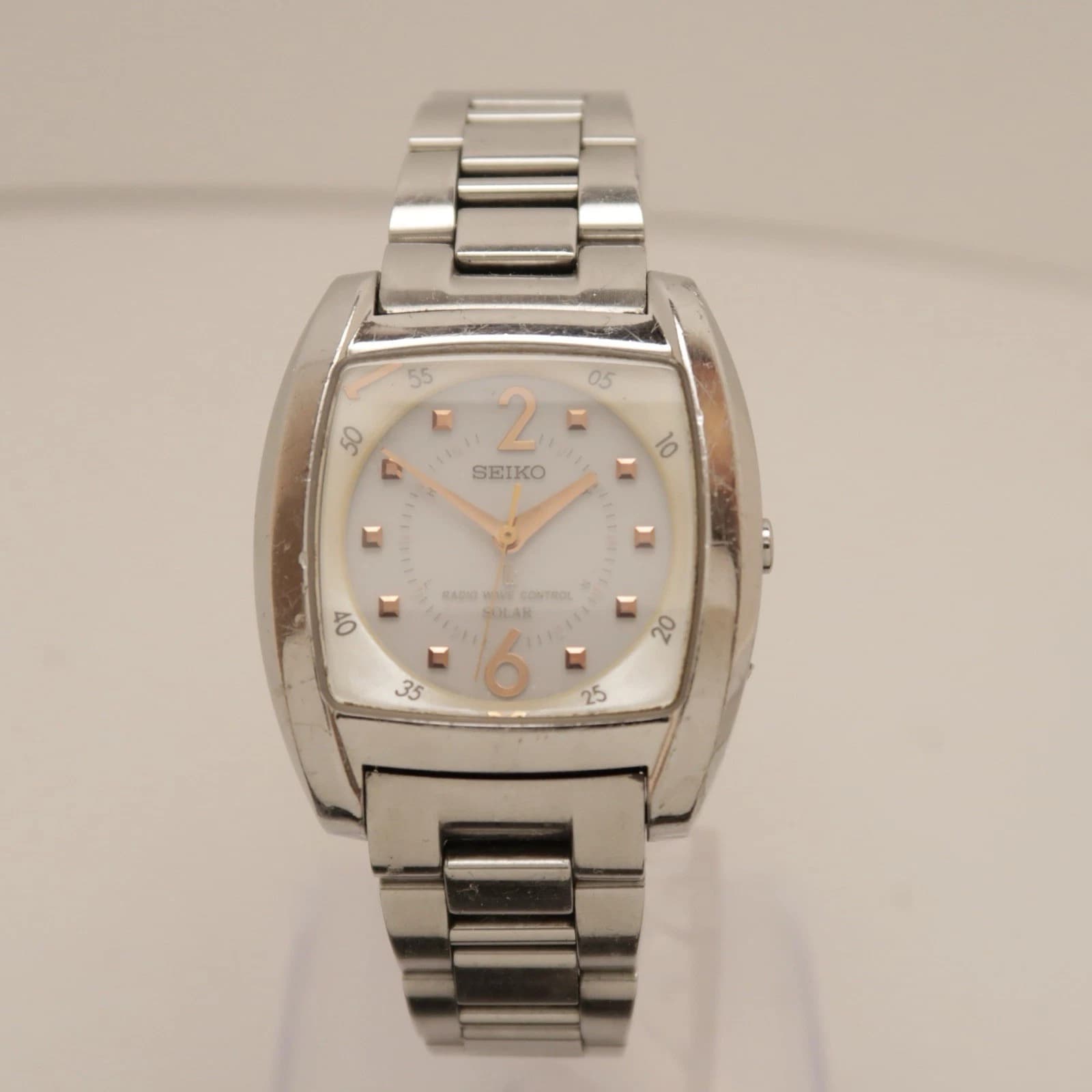 SEIKO Lukia Solar 3B21-0AN0 Silver Tone Analog Women Vintage Watch W235 *WORKING