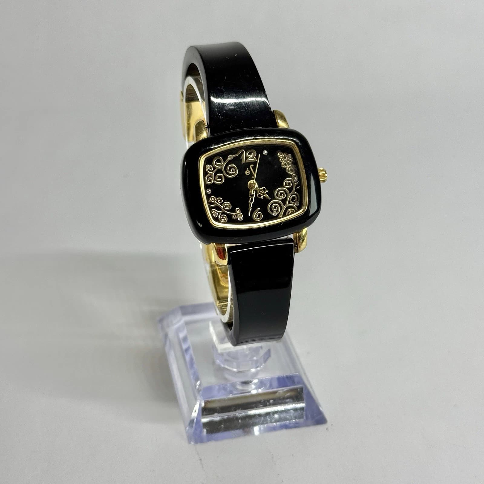 eS E11018 Analog Quartz Floral Gold Tone Women Vintage Watch W633 *WORKING