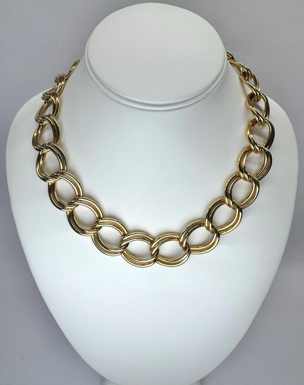 ERWIN PEARL P.E.P. Gold Tone Chunky Double Link Vintage Necklace Jewelry N93