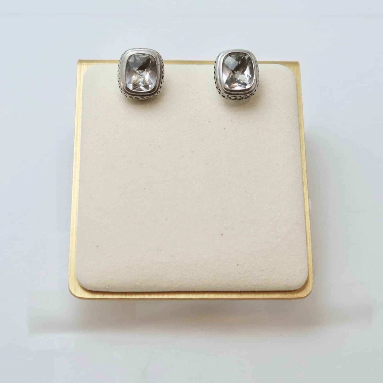 Elegant Square Clear Crystal Stud Silver Tone Vintage Earring Jewelry E36