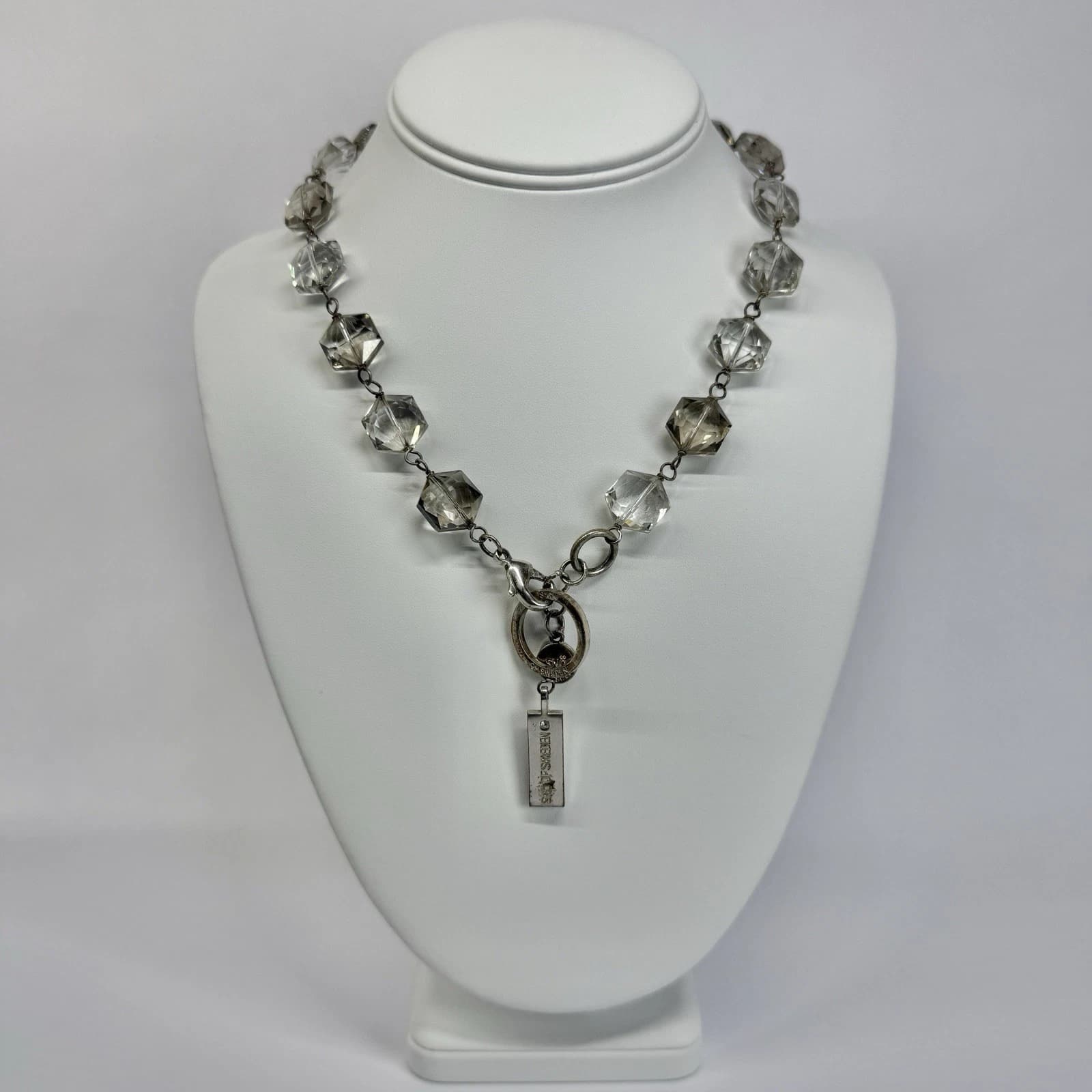 SNO of Sweden Faceted Glass Crystals Silver Tone Vintage Necklace Jewelry N631