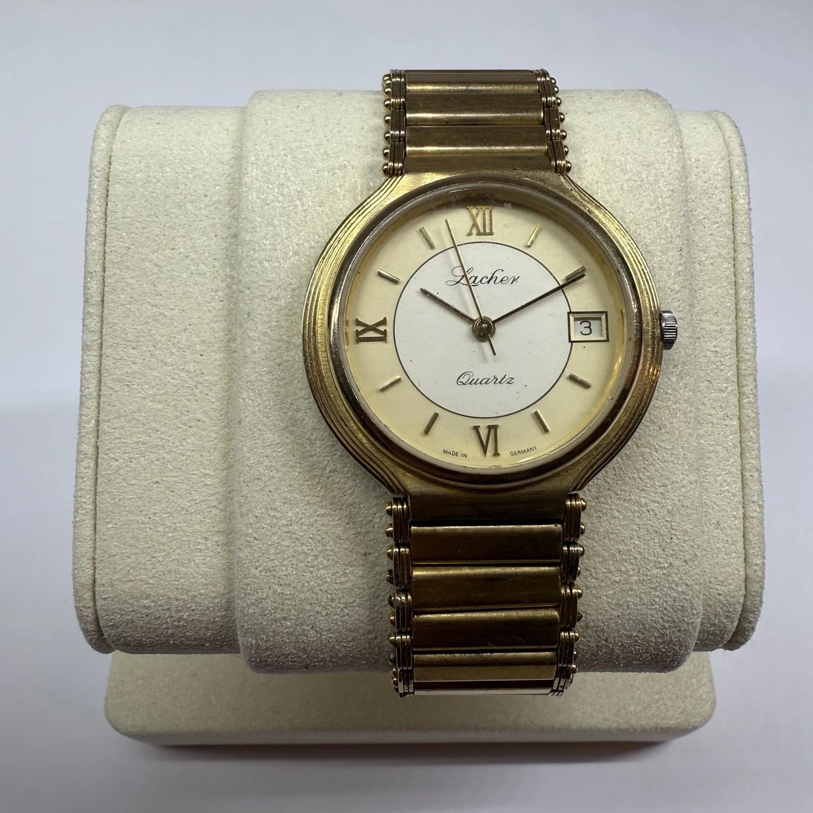 LACHER Quartz Made in Germany Gold Tone Women Dress Vintage Watch W90 *WORKING