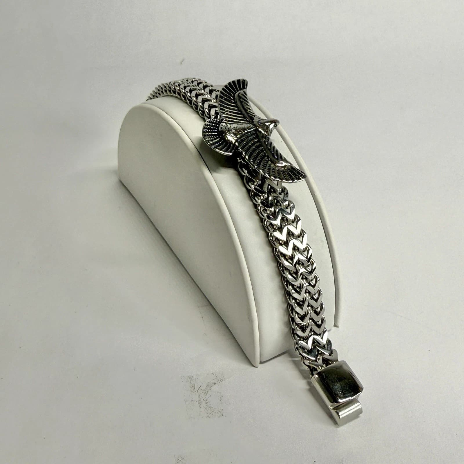 Chunky Eagle Wheat Chain Silver Tone Vintage Bracelet Jewelry Br187