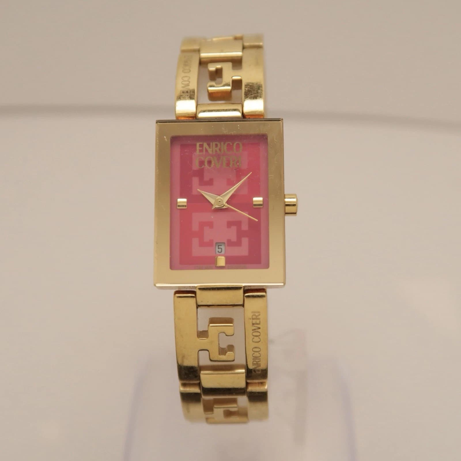 ENRICO COVERI Gold Tone Analog Quartz Women Vintage Watch W204 *WORKING